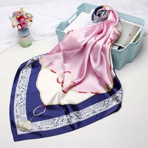 Wholesale Custom Logo Printed 90cm <b>Square</b> Polyester <b>Scarf</b> for Women Ethnic Headband & Bandana Custom Design Four Seasons YHK0046 - Product Image 3
