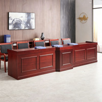 Juego de Mesa y Sillas de Conferencia de Madera Roja, Mesa de Sala de Juntas Ejecutiva para Muebles de Sala de Reuniones de Oficina