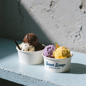 Vaso de papel desechable Contenedores de helado Vaso de papel Gelato con tapa Logotipo impreso personalizado Papel Embalaje de yogur congelado - Product Image 2