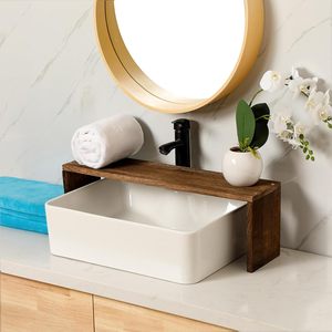 Mensola da <span class=keywords><strong>bagno</strong></span> CF Farmhouse da posizionare sopra il lavello, organizer portaoggetti <span class=keywords><strong>in</strong></span> <span class=keywords><strong>legno</strong></span>, supporto <span class=keywords><strong>per</strong></span> sapone, decorazione <span class=keywords><strong>per</strong></span> cucina e <span class=keywords><strong>bagno</strong></span>, mensola decorativa da appoggio - Product Image 4