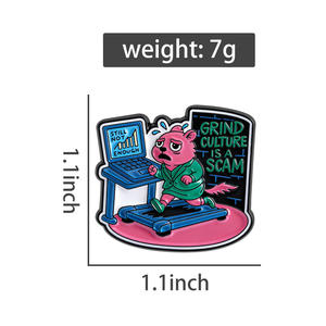 Épinglette en émail anti-grind culture, satirique sur le travail et la vie, citation 'Still Not Enough Grind Culture Is a Scam', vente en gros - Product Image 6