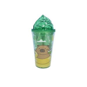 Kapibala 450ml Double Walled Plastic Straw Cup With Ice Cream Lid Cartoon Design Party Use - Product Image 5