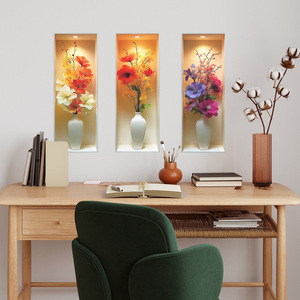 <span class=keywords><strong>Adesivi</strong></span> <span class=keywords><strong>per</strong></span> Vasi di Fiori Autoadesivi 3 Pezzi, Decorazione Murale Floreale 3D in Vinile <span class=keywords><strong>per</strong></span> Camera da Letto e Soggiorno - Product Image 3
