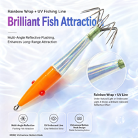 Moke Fishing – Leurre artificiel dur pour la pêche en mer, crevettes et calmars, lumineux UV, tube gonflable, pour eau salée