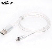 Kabel Pengisian Daya Magnetik LED Mengalir 6ft 2A 1M PVC Standar USB Data iPhone Tembaga Murni Stok Campuran FMC 3-in-1 Non-Shielded