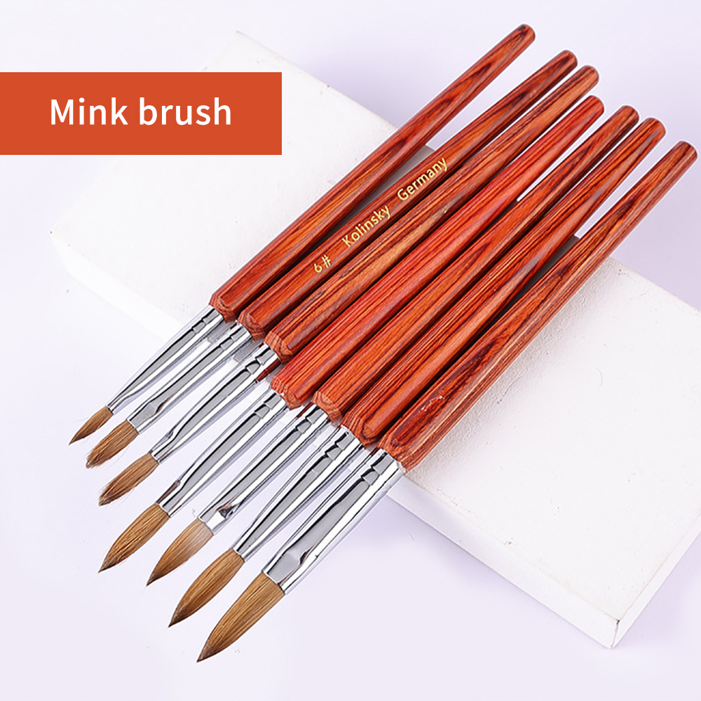 Маникюрная акриловая кисть для ногтей норки колонского чистого цвета Красного дерева ручка для резьбы с кристаллами кисть для дизайна ногтей