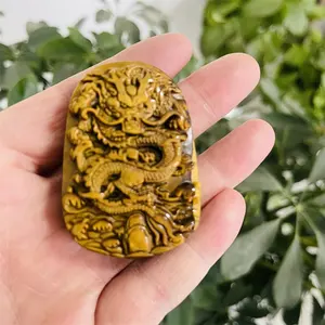 Bán Buôn Mát Nổi Tiếng Của Người Đàn Ông Đồ Trang Sức Tự Nhiên Tiger Eye Khắc May Mắn Trung Quốc Rồng Đá Mặt Dây Chuyền