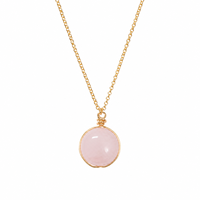 Collier pendentif en quartz rose naturel enroulé sur fil, chaîne en acier inoxydable, bijoux en or et argent