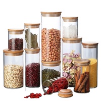 Vente en gros boîtes en verre transparent épaissi ménage carré couvert de bambou stockage en verre alimentaire scellé boîtes de qualité alimentaire