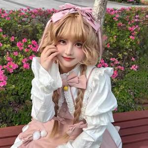 Perruque tressée bouclée blonde Lolita avec racine naturelle, en fibre Kanekalon, style court pour femme - Product Image 3