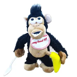 Electric magnetic control gorilla funny crying and eating bananas compulsive gifts crazy gorilla plush toys