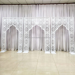 Personalizable blanco boda arco cuadrado Metal artesanía hornear acabado tallado puertas directo de fábrica fuente para el hogar boda - Product Image 5