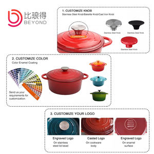 Ustensiles de cuisine classiques en <span class=keywords><strong>fonte</strong></span> émaillée <span class=keywords><strong>allant</strong></span> <span class=keywords><strong>au</strong></span> <span class=keywords><strong>four</strong></span> Casserole en métal durable avec couvercle coloré Fabriqué par des ustensiles de cuisine en <span class=keywords><strong>fonte</strong></span> - Product Image 5