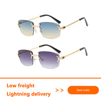 Vente en gros de nouveautés de bonne qualité Designer 2025 Lunettes pour femmes Lunettes de soleil rectangulaires à monture sans monture en diamant pour hommes Luxe