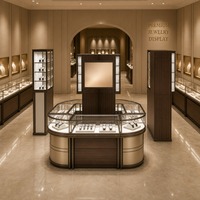 Vitrine de présentation de bijoux de luxe GZowin en acier inoxydable avec éclairage LED, vitrine en verre écologique, comptoir personnalisé étanche