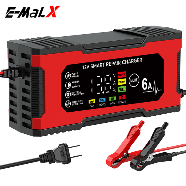 Powerful 12V6A Motorcycle Car Pulse Repair Battery Charger and Maintainer with CE FCC UL