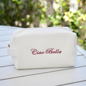 <span class=keywords><strong>Borsa</strong></span> Cosmetica Personalizzata in Cotone Waffle Ricamato per Donne, Organizer da Viaggio per Articoli da Toeletta - Product Image 2