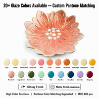 Petite coupelle à bagues vintage en céramique, en forme de lotus, technique d'émail coloré, motif personnalisable, support à gâteau, pour camping et coiffure