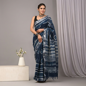 <b>Printed</b> Cotton Linen Saree with Running Blouse Piece for Women Premium <b>Printed</b> Cotton Linen Saree – Soft & Lightweight Ethnic - Product Image 1