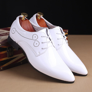 XZR Men's Customizable Logo <strong>Dress</strong> <strong>Shoes</strong> Smooth <strong>Shiny</strong> Leather Anti-Slip Pointed Toe Lace-Up Design Flat Office Use Wholesale - Product Image 6