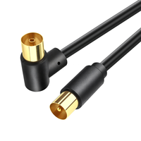 TV-antenne RG6 coaxkabel Rechthoekige 3,3FT 90-graden schuine mannelijke-mannelijke connectoren 1080P HDTV Satellietontvangers Gevlochten PVC