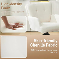 Fauteuil de salle à manger moderne blanc, pivotant, rembourré en tissu, avec accoudoirs, dossier mi-haut, confortable, pour bureau et salon