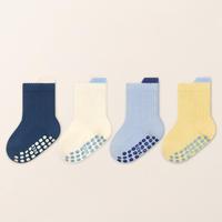 Lot de chaussettes personnalisées en gros, chaussettes de sol pour bébé en coton doux uni, chaussettes antidérapantes pour tout-petits, chaussettes antidérapantes pour enfants pour le trampoline et le quotidien