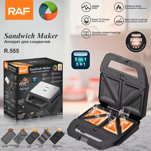 RAF 5-in-1 Double-Sided Plastic Heating Sandwich <b>Waffle</b> <b>Maker</b> Convenient for Household Use Electric Power Source <b>Waffle</b> - Product Image 4