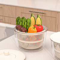 GREENSIDE Ecologische Huishoudelijke Plastic Multifunctionele Groente Droger Handmatige Spin Droger Salade Spinner Fruit Afdruiprek