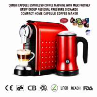 Machine à café expresso à capsules Combi avec mousseur à lait, machine à café à capsules compacte pour la maison