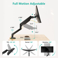 Soporte de monitor de brazo de ordenador con resorte de gas ajustable único Soporte de montaje VESA para pantallas de 4,4-17,6 libras y 13-32 pulgadas