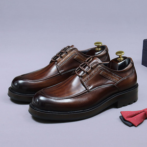 Nouvelles chaussures habillées en cuir Oxford pour hommes, fabriquées à la main, de style britannique décontracté et luxueux, à lacets, semelle intercalaire en caoutchouc, toutes saisons, respirantes et intemporelles - Product Image 1