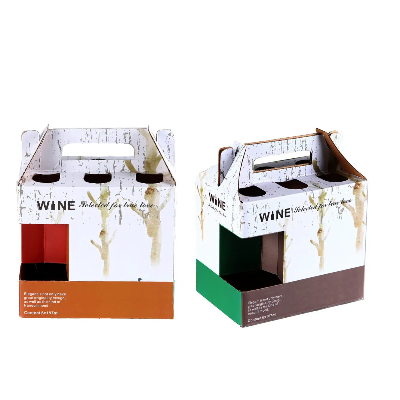 صندوق من الورق المقوى المضلع بألوان مطبوعة حسب الطلب حامل لـ 4 و6 عبوات للمشروبات والبيرة صندوق لحمل زجاجات النبيذ