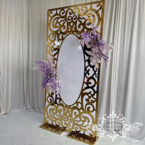 Panneaux décoratifs en acier inoxydable doré, design circulaire, découpe laser ovale, pour fond de scène de mariage, décoration d'événements, décoration murale - Product Image 6