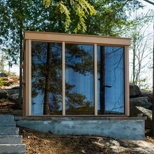 Cabine de sauna électrique extérieure carrée à économie d'énergie YX, porte entièrement vitrée, design moderne, usage commercial, infrarouge lointain, <span class=keywords><strong>bois</strong></span> massif - Product Image 4