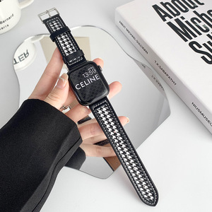 Correa de Reloj <span class=keywords><strong>Ivanhoe</strong></span> de Lona y Cuero Genuino, Diseño Simple y Moderno, Compatible con Apple Watch Series 4 a 8 SE 41 45mm, Uso Diario Informal - Product Image 5