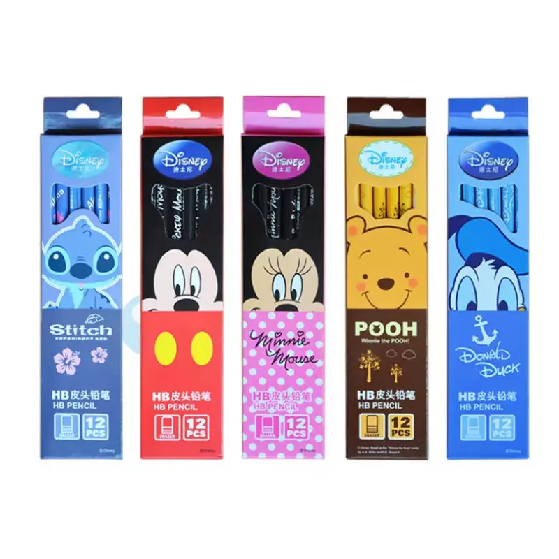 Hot Selling Stitch Cartoon Hb Boxed 12pcs Pencil Children Creative Gifts Pencils Stationery