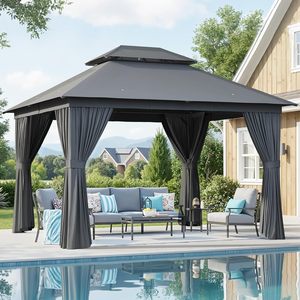 Gazebo para Patio <span class=keywords><strong>de</strong></span> 10x12 pies, Estructura Metálica con Doble Techo, Carpa Resistente para Fiestas y Refugio - Product Image 5