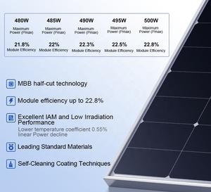 Precio de Instalación de Paneles Solares en China, Paneles Solares Bifaciales de Doble Vidrio Tipo N de 400w 450w 480w 500w para Viviendas - Product Image 2