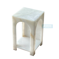 Bureau de thé moderne de luxe en marbre d'onyx blanc Socle en onyx pour le salon Petite table d'appoint Table basse