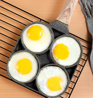 Wajan Omelet Anti Lengket Desain Modern Ramah Lingkungan, Panci Masak Dapur Empat Lubang, Wajan Penggorengan Dasar Rata Anti Lengket untuk Telur dan Pangsit