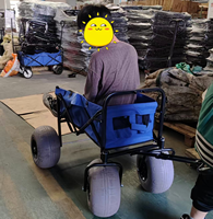 Chariot pliable avec cadre en acier à quatre roues de 12 pouces, chariot de plage pliable pour outils, personnalisable OEM