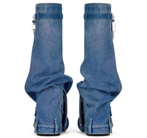 Automne et hiver nouvelle semelle épaisse Cowboy botte jupe <span class=keywords><strong>requin</strong></span> tête ronde femmes bottes commerce extérieur grand long baril boucle de ceinture - Product Image 3