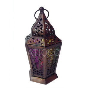 โคมไฟเหล็กโบราณทรงสี่เหลี่ยม Atiqco พร้อมแสงสีส้ม ดีไซน์ทนทาน-พิเศษสำหรับเดือนรอมฎอน - Product Image 5