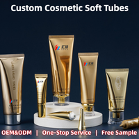 Tube souple en aluminium ABL doré métallisé avec capuchon en acrylique transparent pour base de fard à paupières, crème, lotion, cosmétique vide