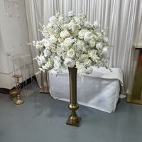 Boule de fleurs artificielles en soie blanche recyclable de haute qualité IFG 70 cm pour la décoration de centre de table de mariage