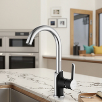 Nouveau design en laiton chromé noir robinet de lavabo de cuisine Big Bend mitigeur de robinet de lavage à eau