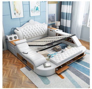 Muebles de solución de fábrica, cama de masaje de cuero, marco de madera, cama <span class=keywords><strong>king</strong></span> - Product Image 3