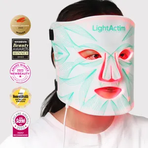 Máscara de beleza LED de silicone com desenho leve, terapia de luz infravermelha vermelha, máscara calmante e nutritiva para rosto e pescoço