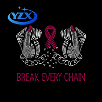 Strass thermocollant écologique motif plateforme pour la sensibilisation au cancer, lavable/durable, design 'Break Every Chain' pour chaussures